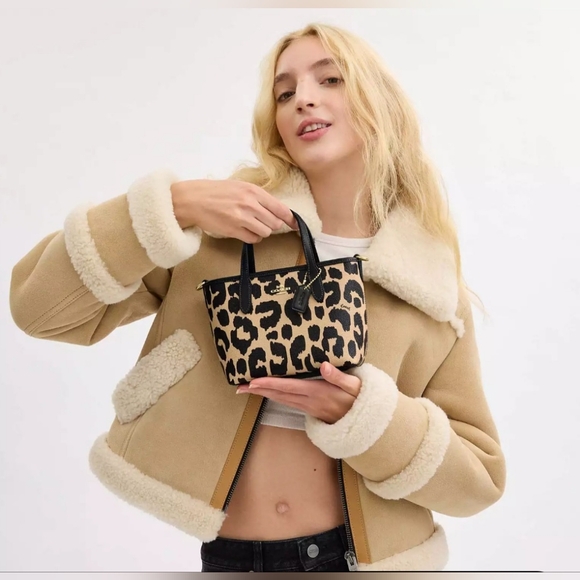 Coach City Mini Tote Bag With Leopard Print - Picture 3 of 9